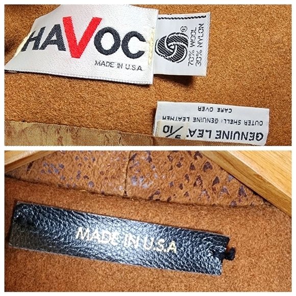 Vintage Havoc Camel Brown Wool Leather coat size 9/10 - Picture 5 of 17